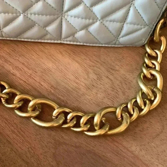 Quilted Embossed Flap Chain Square Bag - Picture 3 of 6